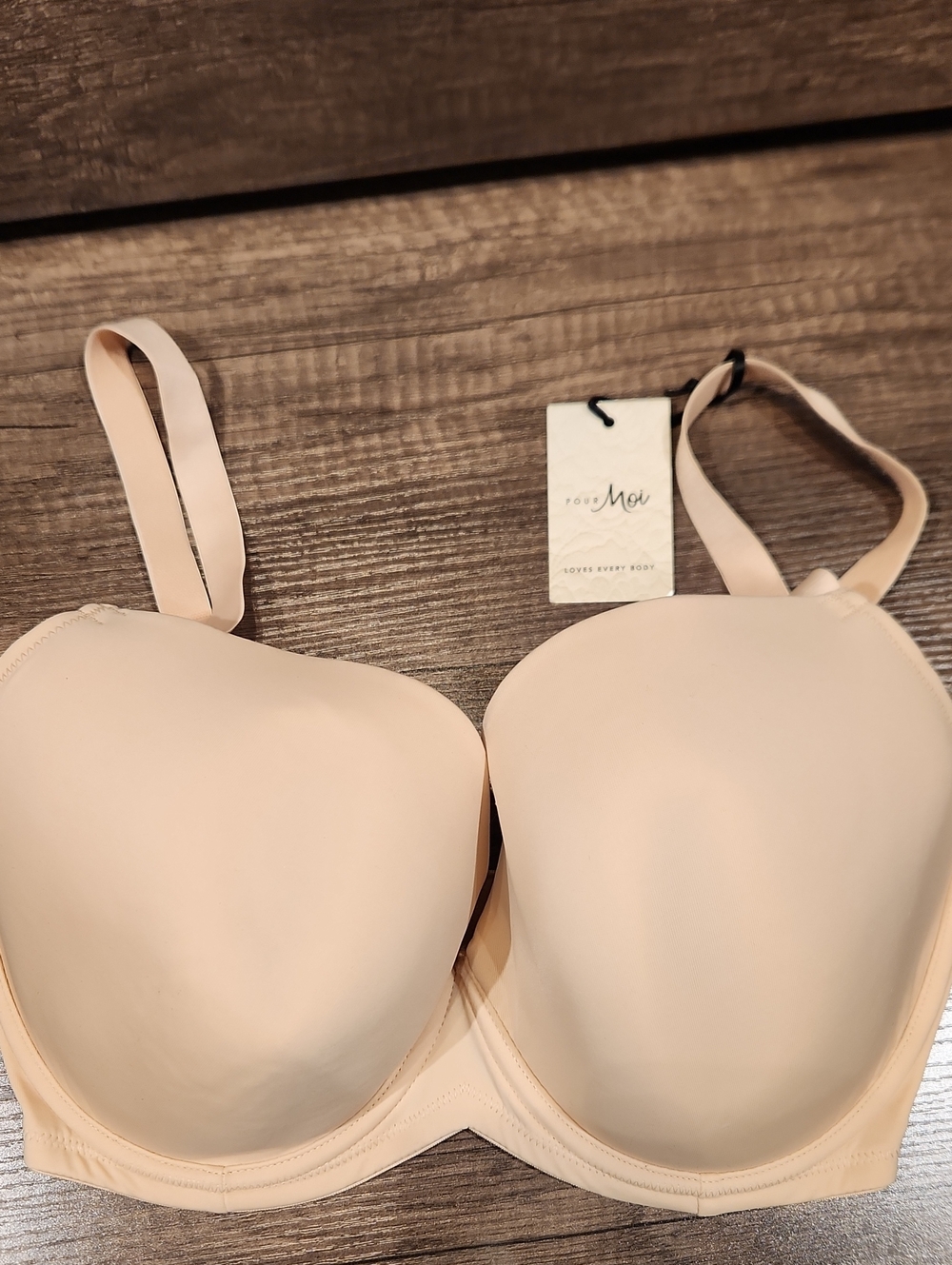 NWT Pour Moi Seamless Underwire Light Beige T-Shirt Bra Sz 34G